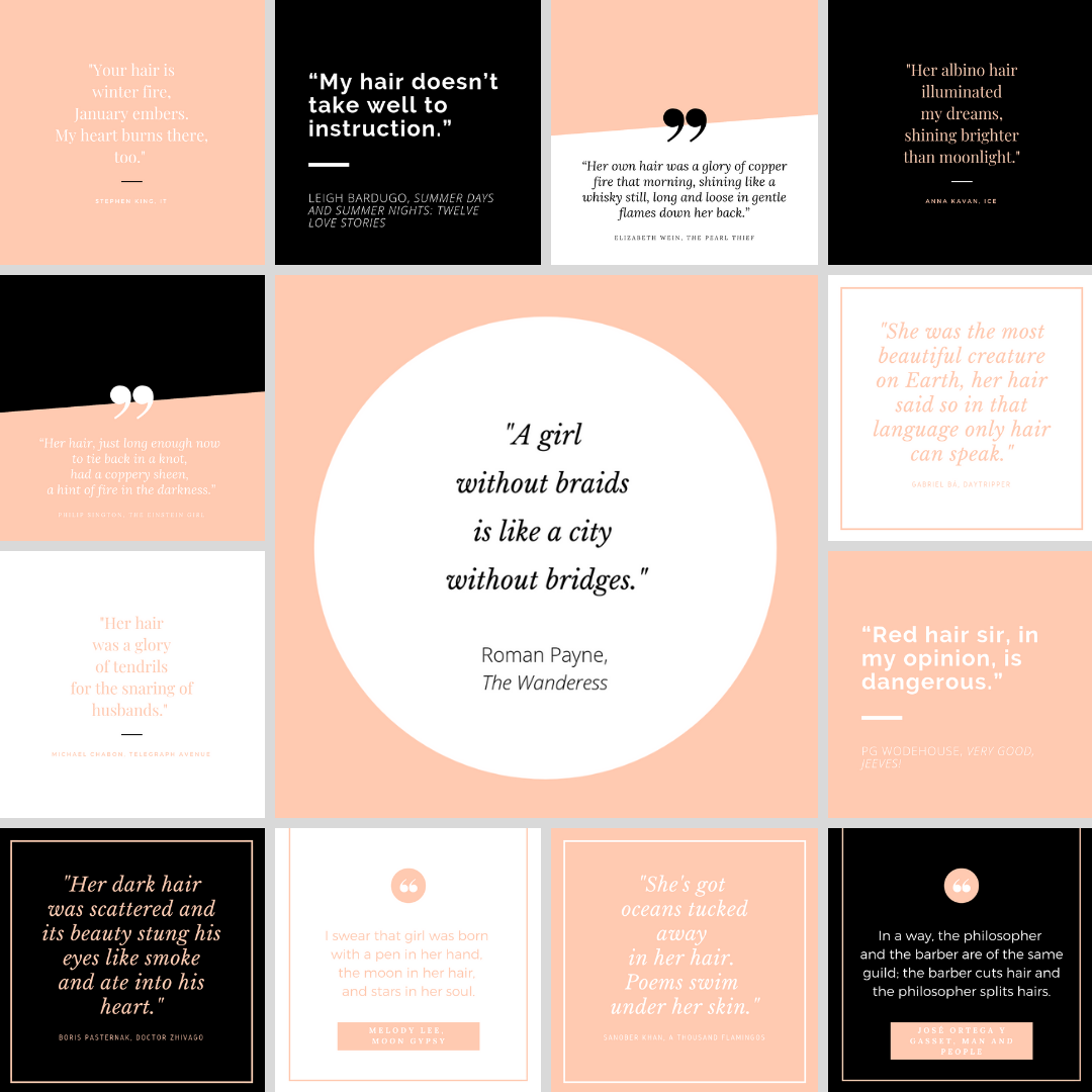 PEACH & BLACK Instagram Posts | 12 Hair Quotes by Authors + 1 FREE & 8 Digital Papers - LuvlyLongLocks PEACH & BLACK Instagram Posts | 12 Hair Quotes by Authors + 1 FREE & 8 Digital Papers - LuvlyLongLocks
