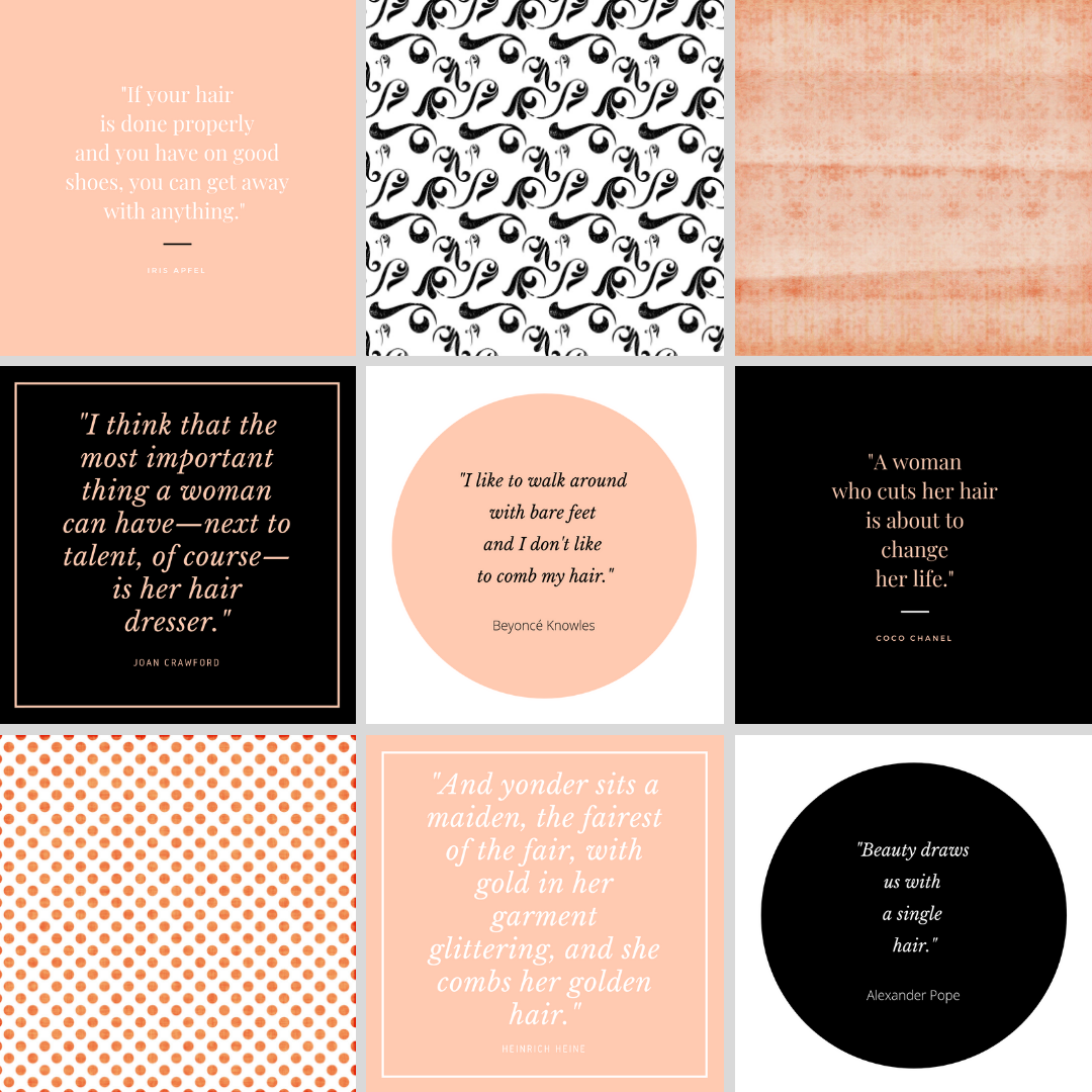 PEACH & BLACK Instagram Posts | 9 Hair Quotes by Famous People + 9 Digital  Papers - LuvlyLongLocks