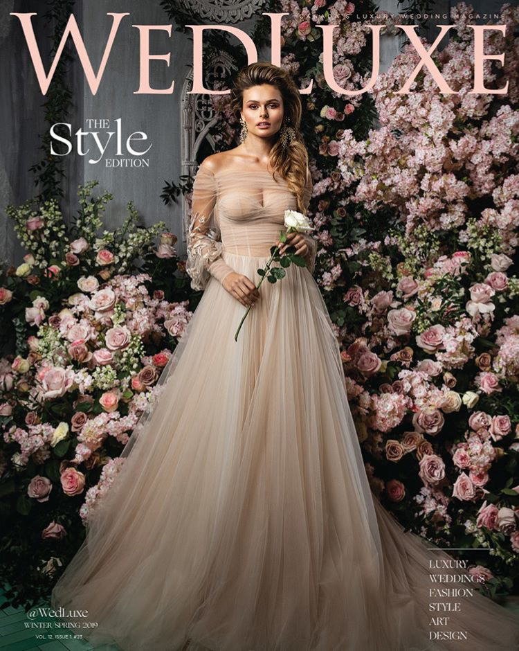 Premier bridal magazine, WedLuxe, featured Key Artist Katie D'Souza's work on their cover. 